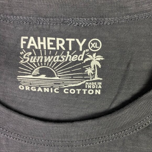 Faherty Sunwashed Pocket Tee T Shirt Men's XL Gray Organic Cotton T Shirt - Picture 5 of 10